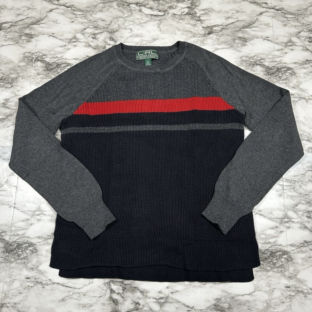 L-RL Lauren Active Ralph Lauren Sweatshirt‎ Womens Size M Black Grey Red VTG